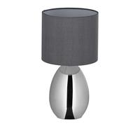Relaxdays Lampe de Chevet Tactile, Moderne, E14, lumière de Table avec Abat-Jour en Tissu, HxD 34,5 x 18 cm, Argent/Gris