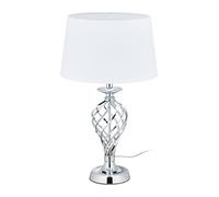 Relaxdays Lampe de Chevet Tactile, Grand Format, HxD : 61,5x36,5 cm, E27, luminaire avec Abat-Jour Tissu, argenté/Blanc