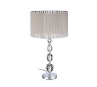 Relaxdays 10022849 Lampe de Chevet Abat-Jour Tissu Voile Boules Verre Cristal HxlxP: 53x29,5x29,5 cm, Claire/Argent, 40 W, 29.5 x 29.5 x 41 cm