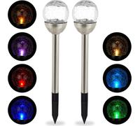 relaxdays Lampe de jardin Boule de verre, set de 2 pièces