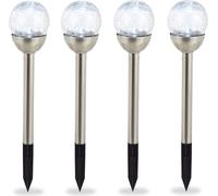 relaxdays Lampe de jardin Boule de verre, set de 4 pièces