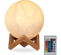 relaxdays Lampe de lune Lampe de table 3D blanche