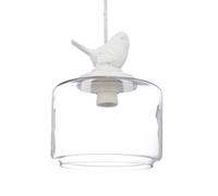 Relaxdays Lampe de plafond luminaire lampe à suspension abat-jour verre oiseau design retro déco vintage, transparent