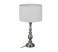 Relaxdays lampe de table, abat-jour, douille E27, salon et chambre a coucher, vintage, de chevet, HxD 57x30,5cm;argenté