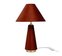 Relaxdays Lampe de Table, Abat-Jour Velours et Pied métal, E14, H47 x 30 cm, Lampe de Chevet câblée, Chambre, Abricot/Or