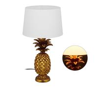 Relaxdays 10029511 Lampe de Table Ananas, Moderne avec Abat-Jour, Douille E27, décoration, avec câble, HxD 54 x 30 x 16 cm, dorée, polyrésine, Tissu, Plastique, Or, 1 élément