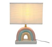 Relaxdays Lampe de Table Arc-en-Ciel, Tissu & céramique, H x L x P : 37 x 28 x 15 cm, Chambre d'enfant, Blanc/Pastel