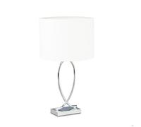 Relaxdays 10022850 Table argenté Abat-Jour Rond Lampe de Chevet Moderne Design Fer HxlxP: 51 x 28 x 28 cm, Blanc, Caoutchouc, 40 W, 28 x 28 x 36 cm