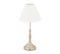 Relaxdays Lampe de table, abat-jour, E14, salon et chambre à coucher, veilleuse en métal, HlP 43 x 21 cm,blanc/doré
