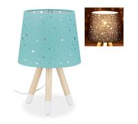 Relaxdays Lampe de chevet, veilleuse pour chambre d'enfants, douille E14, abat-jour rond, 40 cm de hauteur, menthe