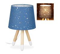 Relaxdays 10028043_45 Lampe de Chevet veilleuse pour Enfants,garçons et Filles,E14. Abat-Jour Rond, 40cm de Hauteur, Bleu