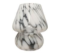 Relaxdays Lampe de Table Design Champignon en Verre, Tactile, sans Fil, E27, 24x16x16 cm Blanc