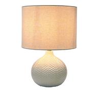 Relaxdays Lampe de Table Chevrons, Pied céramique, Abat-Jour Tissu E27, 42x30x30cm, Blanche