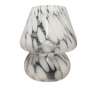 Relaxdays Lampe de Table Design Champignon en Verre, Tactile, sans Fil, E27, 24x16x16 cm Blanc