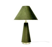 Relaxdays Lampe de Table en Velours et métal, Abat-Jour E14, HxP : 47 x 30 cm, Lampe de Chevet Olive/doré