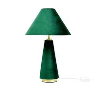 Relaxdays Lampe de Table en Velours Vert/Or, Abat-Jour, Pied métal, E14, H 47 cm, câble, Chambre