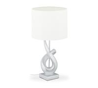 Relaxdays Lampe de table moderne, design élégant, avec abat-jour, E27; de designer HxD 47 x 25 cm, argent-blanc