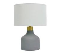 Relaxdays Lampe de Table Pied béton Abat-Jour Tissu E27 HxD 35x25 cm Gris/Blanc