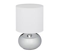 Relaxdays Lampe de Chevet, luminaire Rond, Tactile, HxD: 27,5x18cm, E14, éclairage sur Pied Abat-Jour, argenté/Blanc