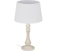 Relaxdays 10034461 Lampe de table, style campagnard, E14 douille tissu et bois, salon et chambre à coucher, de chevet, HxD 47x27, plastique, 1 élément