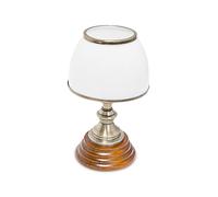 Relaxdays Lampe de table, style classique, abat-jour coupole, style Art nouveau, métal, bois, verre, marron/laiton/blanc