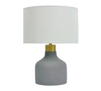 Relaxdays Lampe de Table Pied béton Abat-Jour Tissu E27 HxD 35x25 cm Gris/Blanc