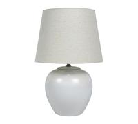Relaxdays Lampe de Chevet Pied céramique Abat-Jour Tissu E27 45x30x30 cm Blanc/crème