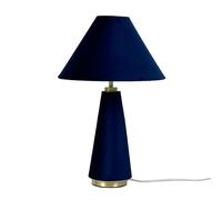 Relaxdays Lampe de Table Velours et métal, Abat-Jour E14, H 47 cm, Chambre, Bleu Nuit/doré