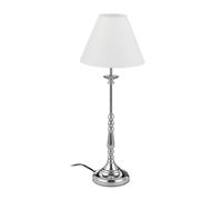 Relaxdays 10028051 Lampe de nuit vintage, Abat-jour en tissu, reflet chromé, Décoration, E14, Hx D 55 x 21cm, argenté/blanc, fer, 55 x 21 x 21 cm