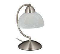 Relaxdays Lampe de table vintage, tactile, verre et fer, réglable, argenté | décoration, E14, 230 V;HlP 25x15x19cm