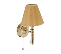 Relaxdays 10032234_748 Lampe Murale Abat-Jour, intérieur Interrupteur, entrée et salonE14, Tissu, métal, HxlxP: 28x16x19, Laiton, Plastique