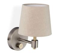 Relaxdays Lampe murale vintage, réglable, projecteurs muraux; interrupteur et abat-jour, E14, HxlxP 23x15 x21 cm,beige 10033894