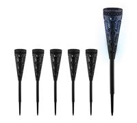 Relaxdays Lampe Solaire pour extérieur, Set de 6, Originale, Ressemble à Une Torche, avec Piquet, HD : 41x7 cm, Noire
