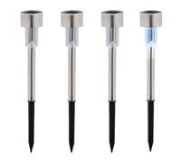 Relaxdays Lampe Solaire, extérieur, Set de 4, Blanche Froide, étanche, détecteur crépusculaire, 31x4,5 cm, argenté/Noir