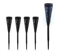 Relaxdays Lampe Solaire pour extérieur, Set de 5, Originale, Ressemble à Une Torche, avec Piquet, HD : 41x7 cm, Noire