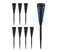 Relaxdays Lampe Solaire pour extérieur, Set de 8, Originale, Ressemble à Une Torche, avec Piquet, HD : 41x7 cm, Noire