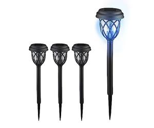 Relaxdays Lampe Solaire pour extérieur en Set de 4, Lanterne LED. avec Piquet, HD : 42,5x10 cm, Noire et Transparente