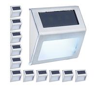 Relaxdays Lampe Solaire pour extérieur, Set de 12, Montage Mural, éclaire Maison/Jardin, LED, lumière Blanche, argentée