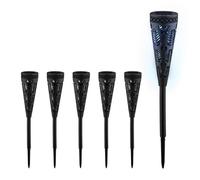 Relaxdays Lampe solaire pour extérieur set de 6 originale ressemble à une torche avec piquet HD : 41x7 cm noire