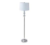 Relaxdays Lampe sur Pied en métal avec Abat-Jour Tissu, Effet Cristal, HxD : 155 x 35,5 cm, Argent/Blanc