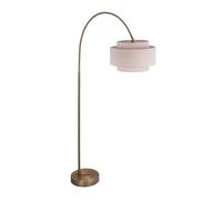 Relaxdays lampe sur pied métal, abat-jour tissu, douille E27, salon/chambre, 180x94,5x40 cm, arceau élégant blanc/doré