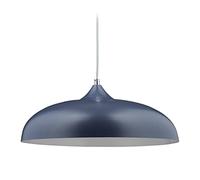 Relaxdays Lampe Suspendue, 123x44,5 cm, Cuisine et Salon, Style rétro épuré, Douille E27, Abat-Jour de Couleur Bleue