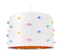 Relaxdays Lampe Suspendue Chambre d'enfant, Pompons, 130x35 cm, E27, Suspension pour Enfants, Blanc/Bicolore