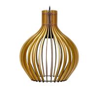 Relaxdays Lampe Suspendue en Bois, 35 x 35 cm, Forme Goutte, lamelles, Douille E27, Boho, Naturel/Noir