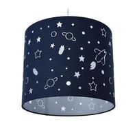 Relaxdays Lampe Suspendue Enfant Motif Espace, HxP : 125 x 30 cm, Suspension pour Filles et garçons, Bleu