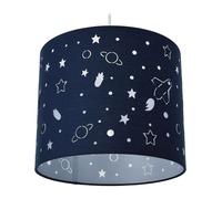 Relaxdays Lampe suspendue enfant, motif espace, HxP : 125 x 30 cm, suspension pour filles et garçons, lampe bleue