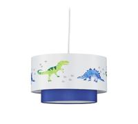 Relaxdays lampe suspension Dinosaure,abat-jour rond motifs animaux, pour chambre d’enfants, HxD 126x30cmbleu,blanc