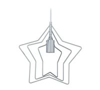 Relaxdays Lampe suspension étoiles, plafonnier moderne, E27, HxLxP : 132 x 32 x 28 cm, salon, lustre en métal, argenté