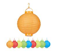 Relaxdays, coloré Lampion chinois LED abat-jour papier lanterne boule 20 cm rond décoration set de 10 à piles