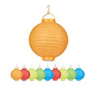 Relaxdays Lampion Chinois LED Abat-Jour Papier Lanterne Boule 20 cm Rond décoration Set de 100 à Piles, coloré